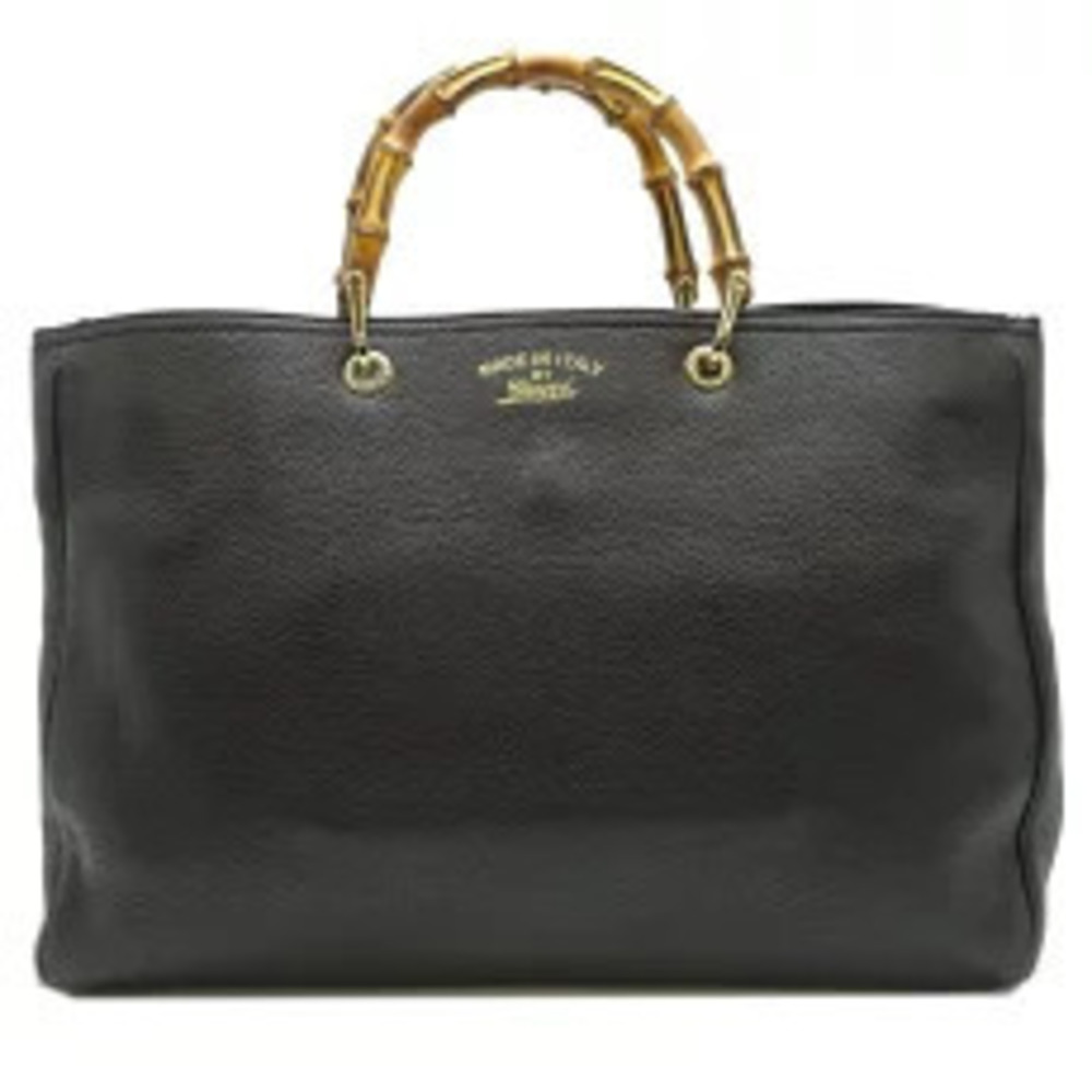 Gucci Bamboo Tote Bag Shoulder strap Leather Black
